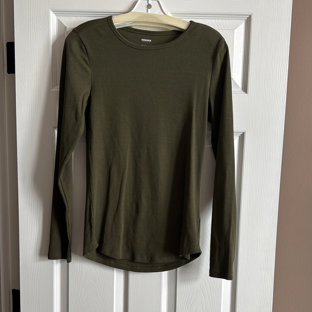 Olive Green  Long Sleeve Top